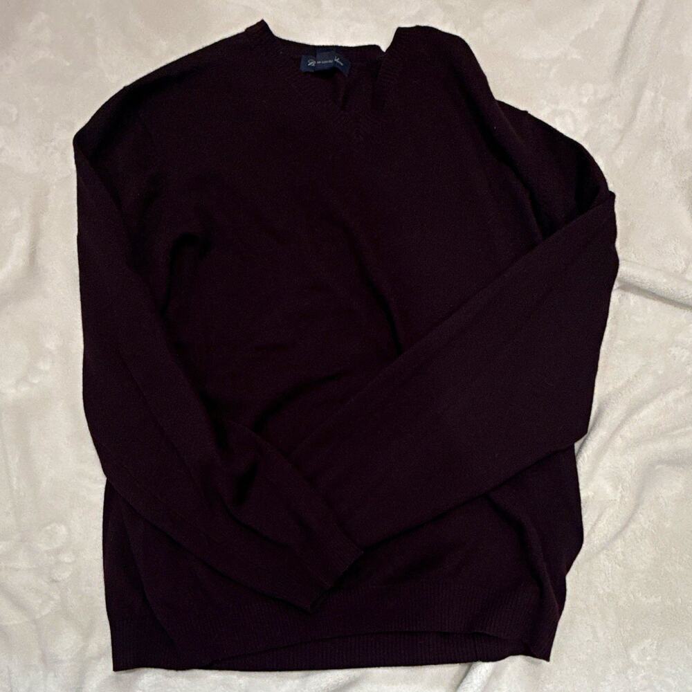 Brooks Brothers Men’s Stretch Merino Wool Blend Knit Sweater Black V-Neck XL